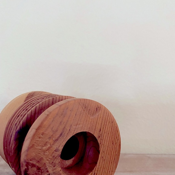 Natural Wooden Candlestick Holder - Picture 2 of 3